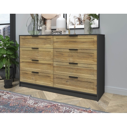 Kомод Тренд КТ-К157 (Антрацит ЛДСП/ Дуб вотан ЛМДФ) Ш1565 В1020 Г451